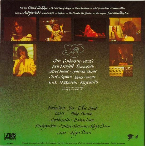 Close to the Edge - Yes (back cover)